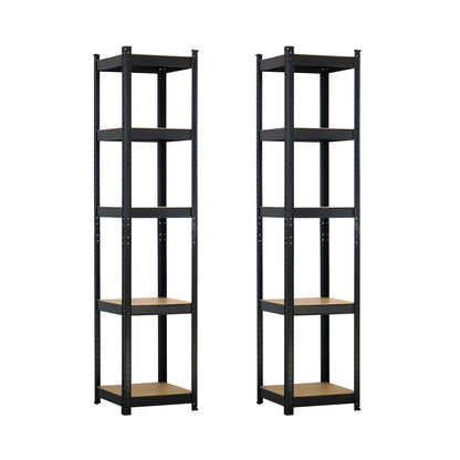 Pack 2 Estanterías Modulares Con 5 Baldas Ajustables 180x40x40cm 7house_0