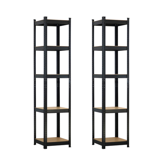 Pack 2 Estanterías Modulares Con 5 Baldas Ajustables 180x40x40cm 7house_0