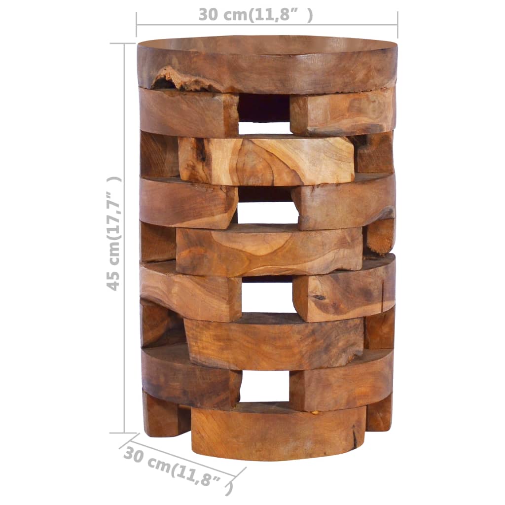Mesita De Noche De Madera Maciza De Teca 30x30x45 Cm_3