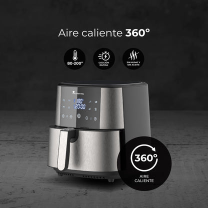 Freidora De Aire Sin Aceite Con Capacidad De 6l Y 1800w De Potencia Con Pantalla Led Táctil Con 8 Funciones_2
