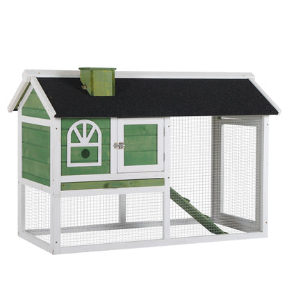 Pawhut Conejera De Madera 120x60x79 Cm Con Techo Asfáltico Verde_0