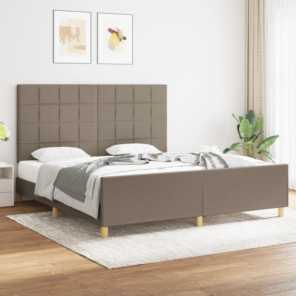 Estructura De Cama Con Cabecero De Tela Gris Taupe 180x200 Cm / Vetonek_2