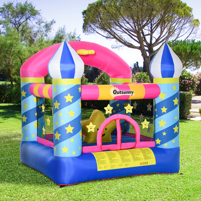 Outsunny Castillo Hinchable Infantil Estrellitas Cama De Salto Canasta Inflador_1