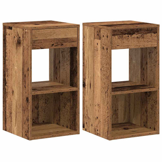 Mesillas De Noche Con Cajón 2 Uds Madera Vieja 35x34x66,5 Cm_0