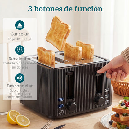 Homcom Tostadora 4 Ranuras Anchas 7 Niveles De Tostado 1710w Negro_5