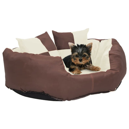 Vidaxl Cojín Para Perro Reversible Y Lavable Marrón Y Crema 65x50x20cm_1