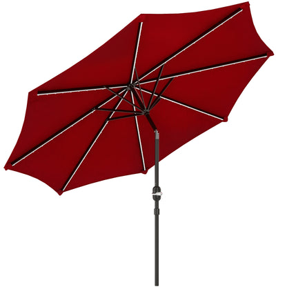 Outsunny Sombrilla Terraza Exterior Ø292x252 Cm Con Inclinación Ajustable Rojo_0