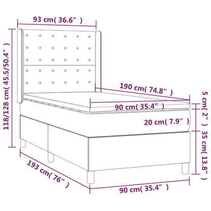 Cama Box Spring Colchón Y Luces Led Tela Gris Oscuro 90x190 Cm / Vetonek_4