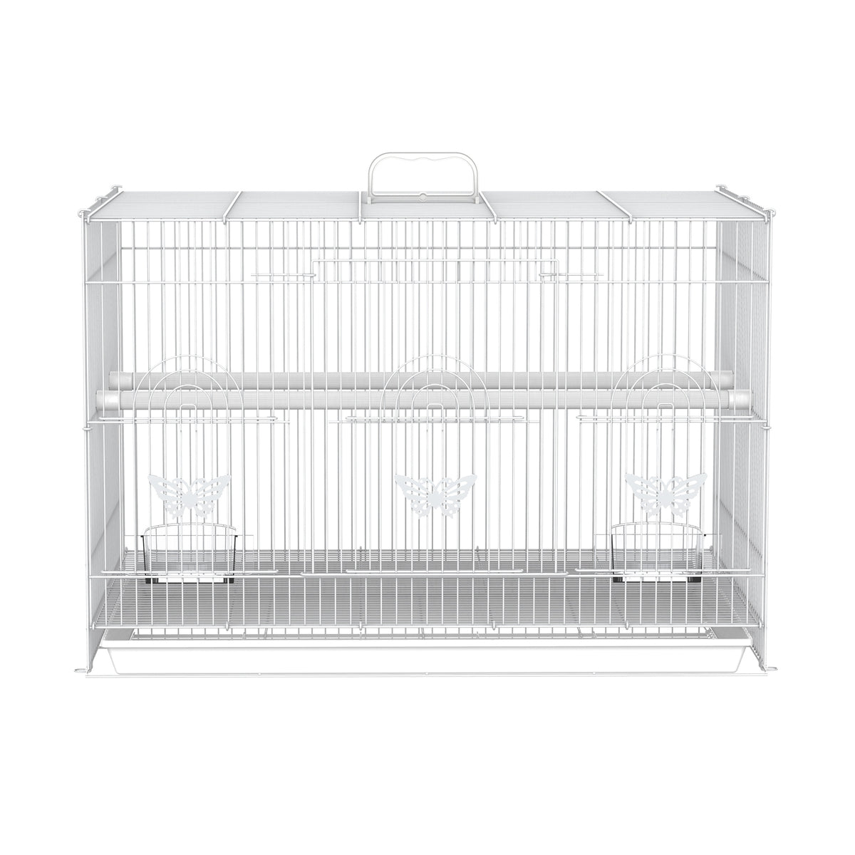 Pawhut Jaula Para Pájaros De Metal 60x41x41 Cm Con Comederos Y 2 Perchas Blanco_4