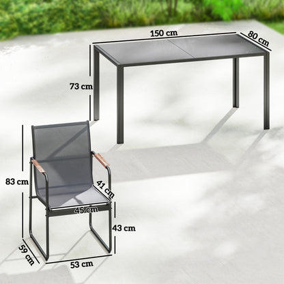 Outsunny Conjunto De Mesa Y Sillas Jardín De 7 Piezas Con Sillas Transpirables_2