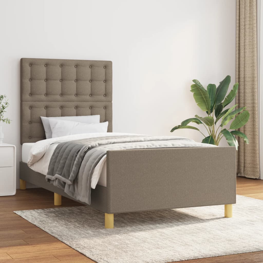 Estructura De Cama Con Cabecero De Tela Gris Taupe 90x200 Cm / Vetonek_3