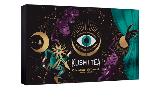 Calendario de Adviento con 20 Tés biológicos, Dos pequeñas cajas metálicas y un Infusor Kusmi Tea