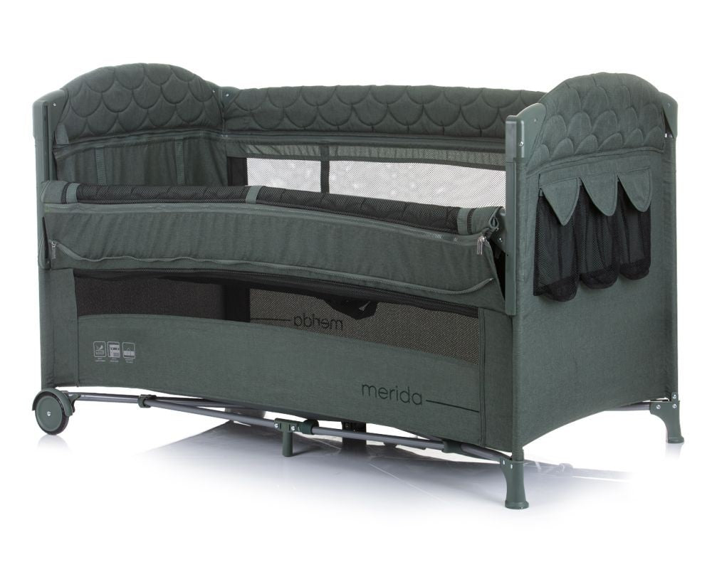 Cuna De Viaje Con Apertura Lateral Merida Linen Aloe_1