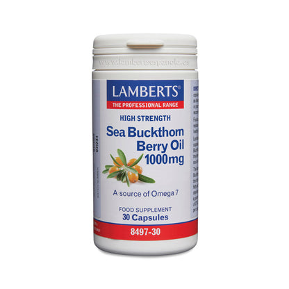 Aceite del fruto de Espino Amarillo 1000 mg rico en Omega 7, Lamberts, 30 cápsulas