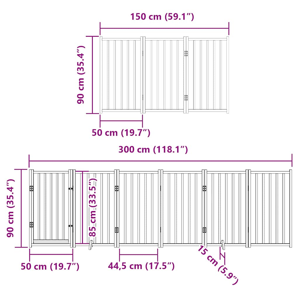 Vidaxl Puerta De Perros Plegable 12 Paneles Madera Álamo Blanca 600 Cm_2