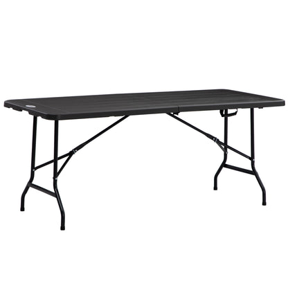 Outsunny Mesa Plegable De Jardín Portátil De Hdpe 180x75,5x73 Cm Kg Gris Oscuro_0