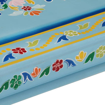 Mesa De Centro Madera Maciza De Mango Turquesa Pintada A Mano_3