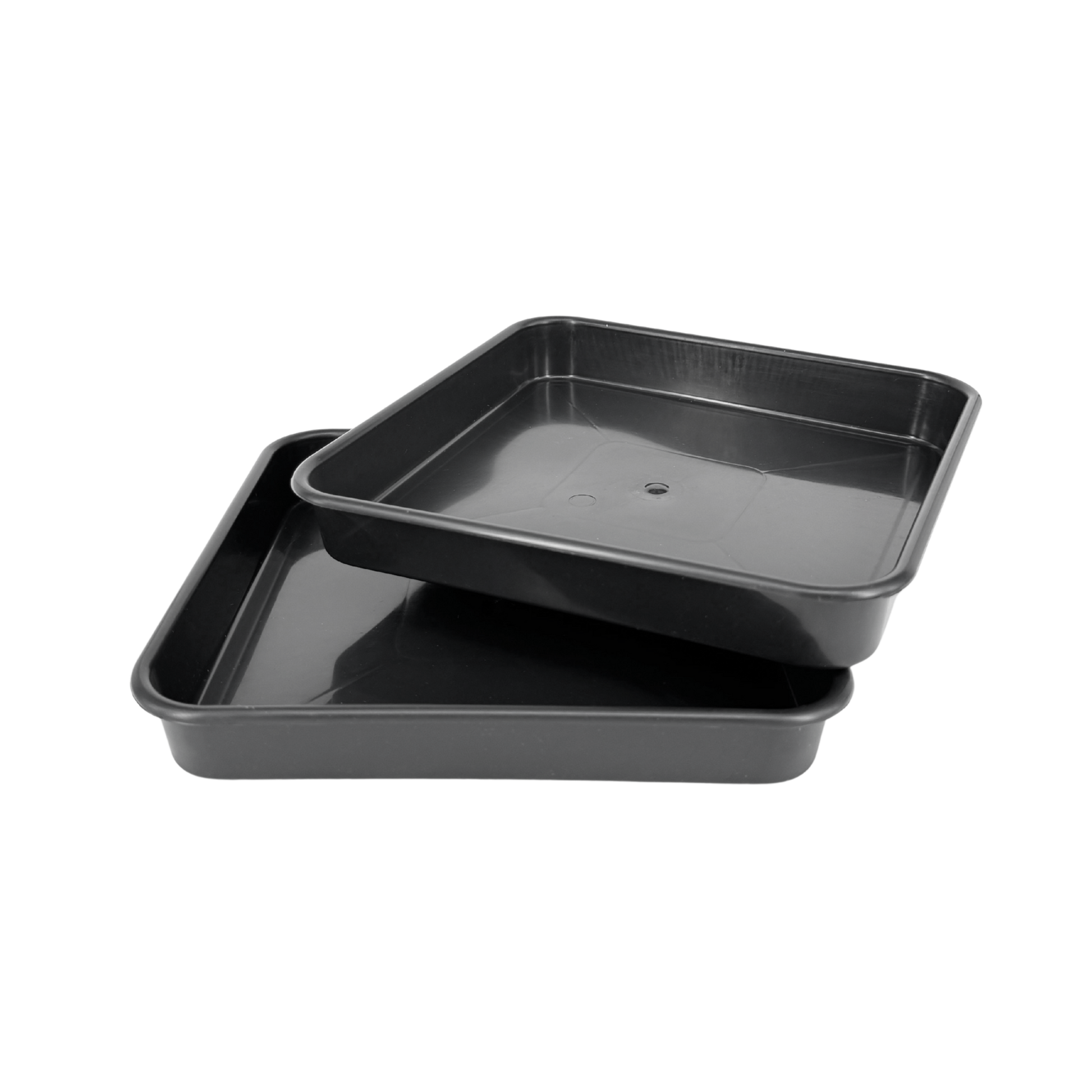 Pack 50 Platos Cuadrados Negros 15x15 Cm | Sin Agujeros, Plástico Grueso – Para Macetas, Drenaje Y Germinación