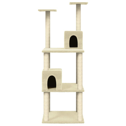 Rascador Para Gatos Con Postes De Sisal Color Crema 141 Cm_3