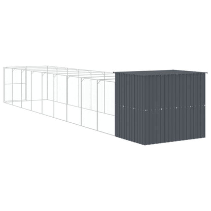 Vidaxl Caseta Perros Con Corral Acero Galvanizado Gris 214x1069x181 Cm_4