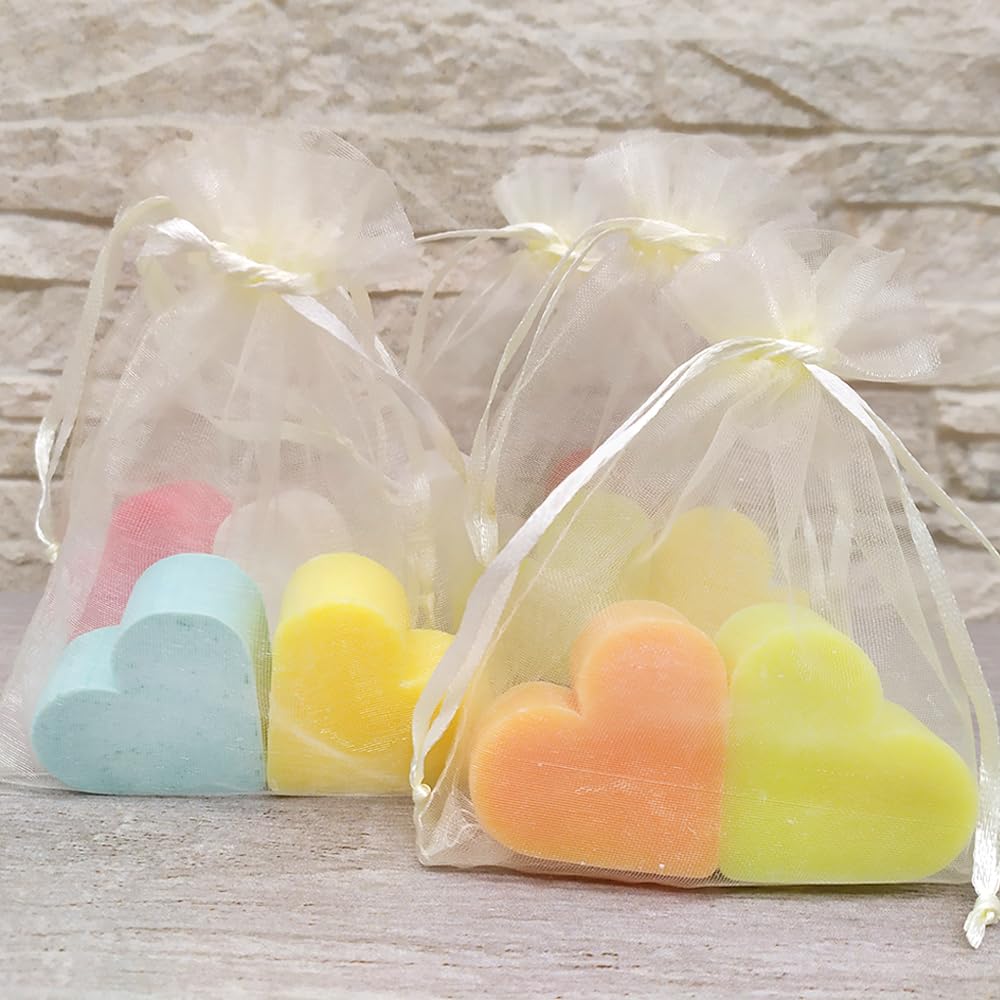 Bolsa De Organza Con 2 Jabones - Aroma Pomelo - Jabón De Glicerina Con Forma De Corazón - Detalle Para Invitados_4