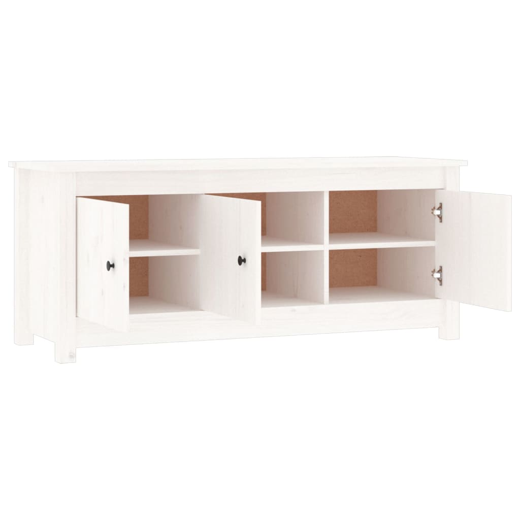 Mueble Zapatero De Madera Maciza De Pino Blanco 110x38x45,5 Cm / Vetonek_4