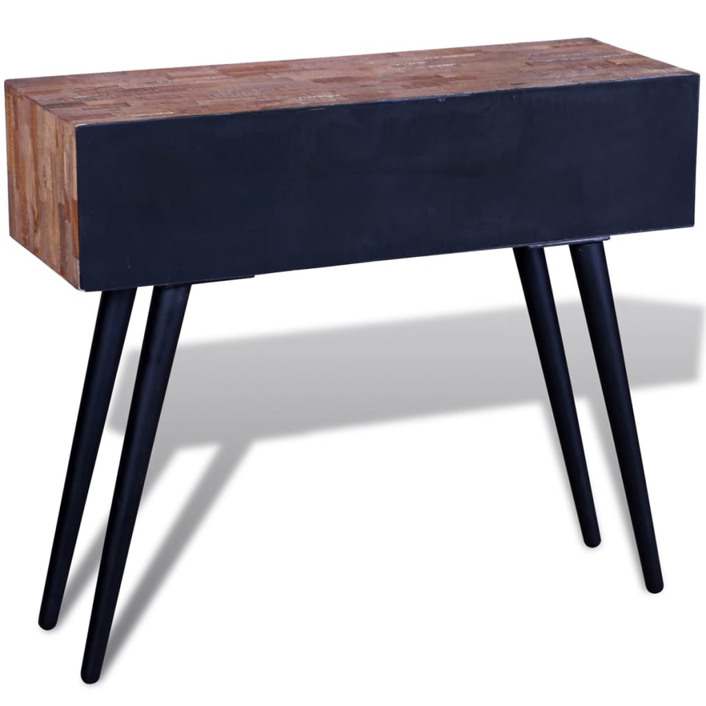 Mesa Consola Con 3 Cajones De Madera De Teca Reciclada_2