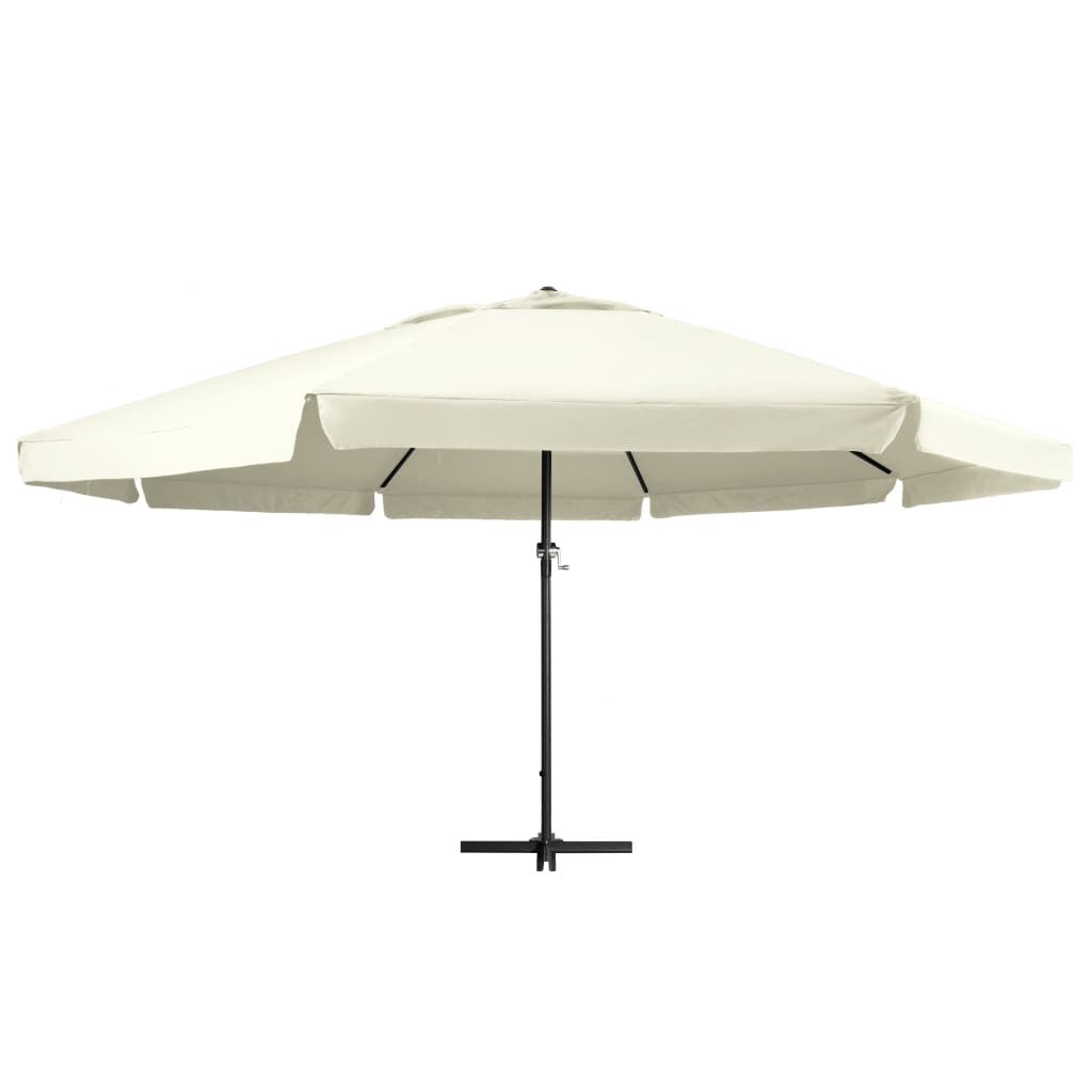 Vidaxl Sombrilla De Jardín Con Palo De Aluminio Blanco Arena 600 Cm_1