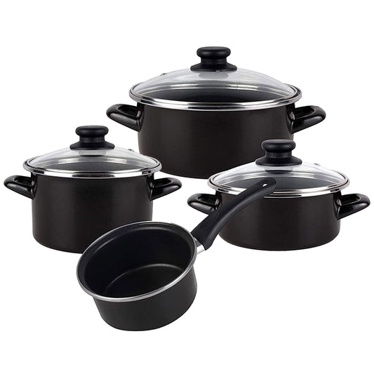 Magefesa Kenia Negra - Batería De Cocina 7 Piezas, Acero Vitrificado Exterior Negro. Antiadherente Bicapa Reforzado. Apta Para Todo Tipo De Cocinas,_0
