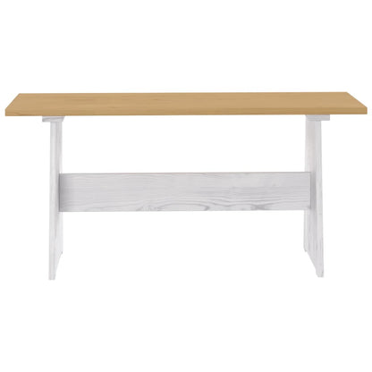 Mesa De Comedor Con Banco Reine Madera De Pino Marrón Blanco_2