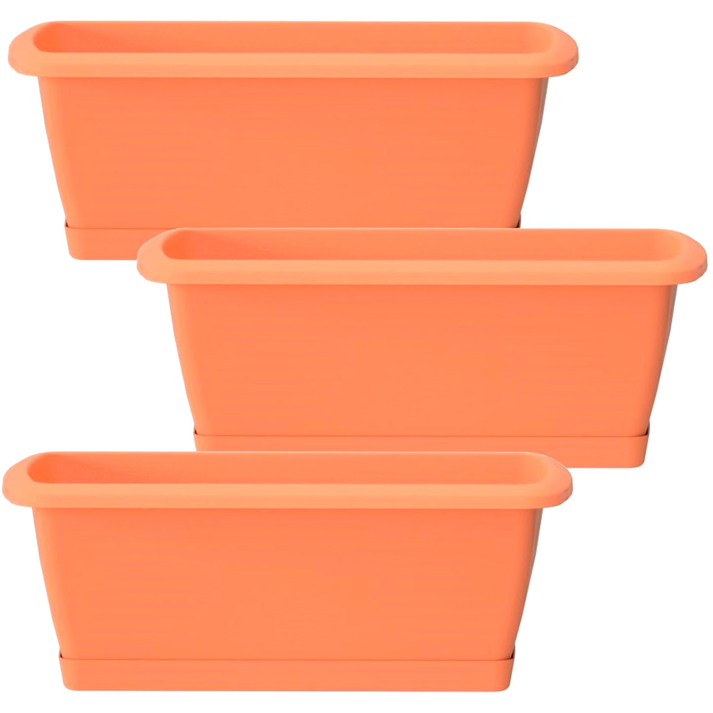 3x Jardinera Respana Con Soporte De Plastico En Color Terracota 78,6 (largo) X 18,4 (ancho) X 14,5 (alto) Cm_0