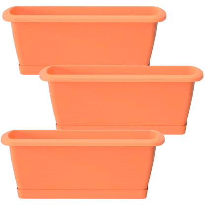 3x Jardinera Respana Con Soporte De Plastico En Color Terracota 78,6 (largo) X 18,4 (ancho) X 14,5 (alto) Cm_0
