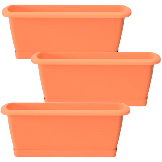 3x Jardinera Respana Con Soporte De Plastico En Color Terracota 78,6 (largo) X 18,4 (ancho) X 14,5 (alto) Cm_0