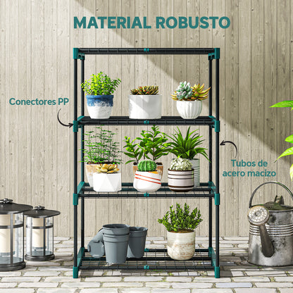 Outsunny Soporte Para Plantas De 4 Niveles De Acero 67x49x105 Cm Verde Oscuro_5