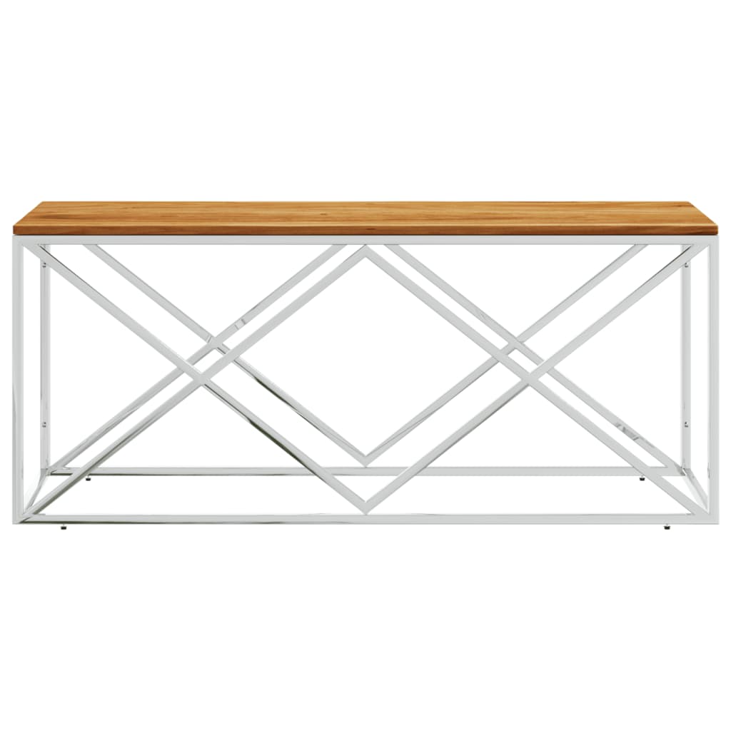 Mesa De Centro Acero Inoxidable Y Madera Maciza De Acacia_1