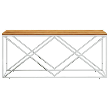 Mesa De Centro Acero Inoxidable Y Madera Maciza De Acacia_1