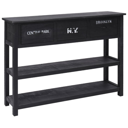Aparador De Madera Maciza De Paulownia Negro 108x30x76 Cm_0