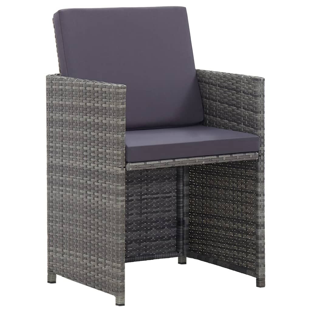 Vidaxl Set Comedor De Jardín 13 Piezas Y Cojines Ratán Sintético Gris_4