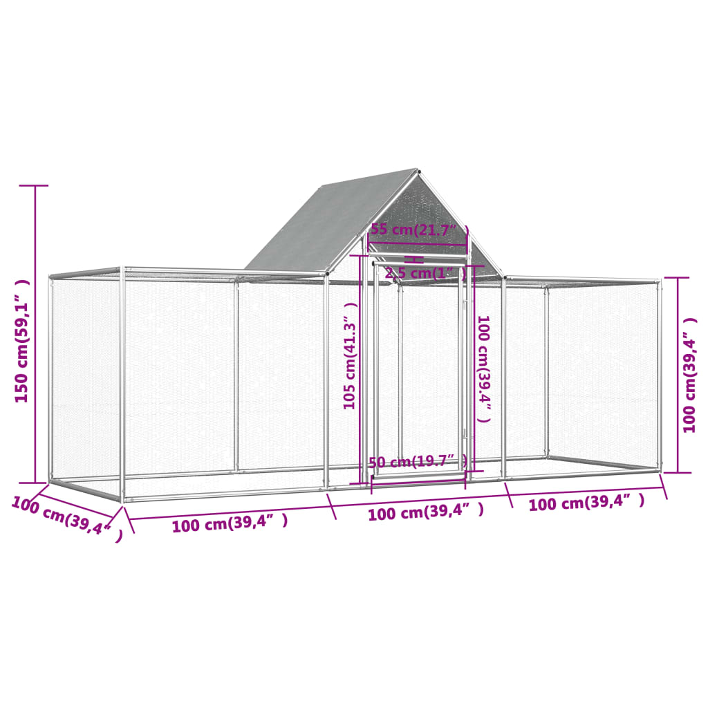 Vidaxl Gallinero Acero Galvanizado 3x1x1,5 M_5