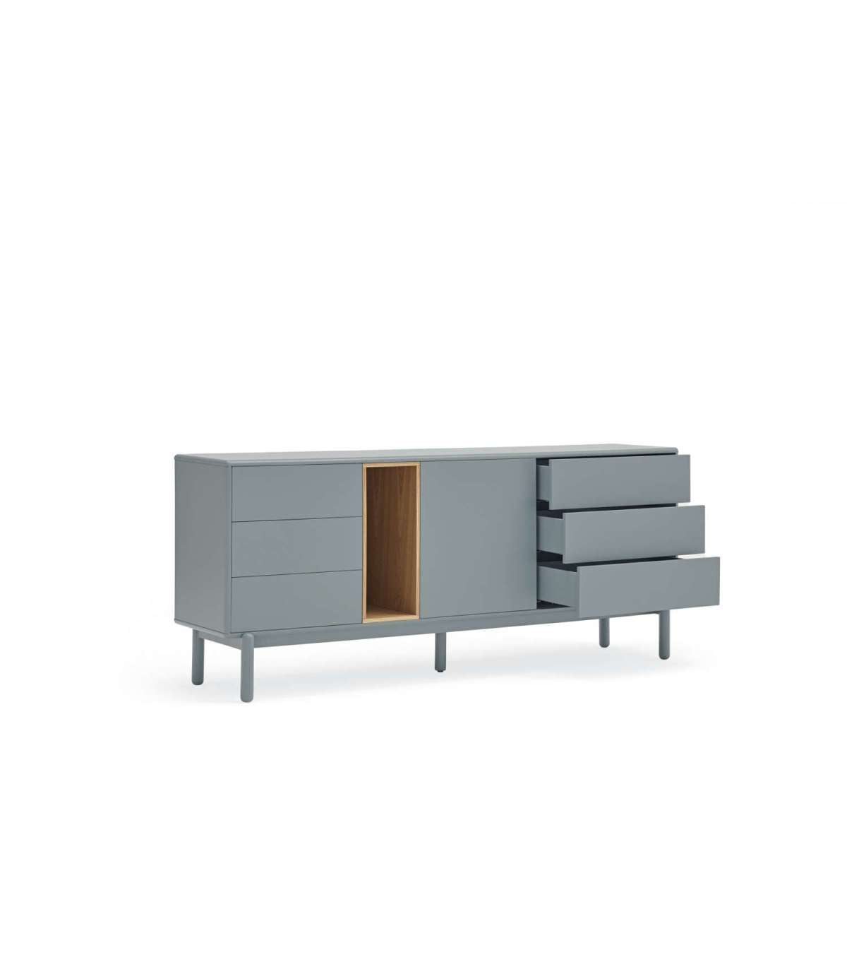 Mueble Aparador Para Comedor Modelo Corvo 1 Puerta 6 Cajones Acabado Gris Perla, 180cm(anc_3