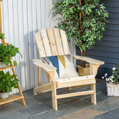 Outsunny Silla Adirondack De Madera Carga 150 Kg 78x89x88 Cm Natural_1