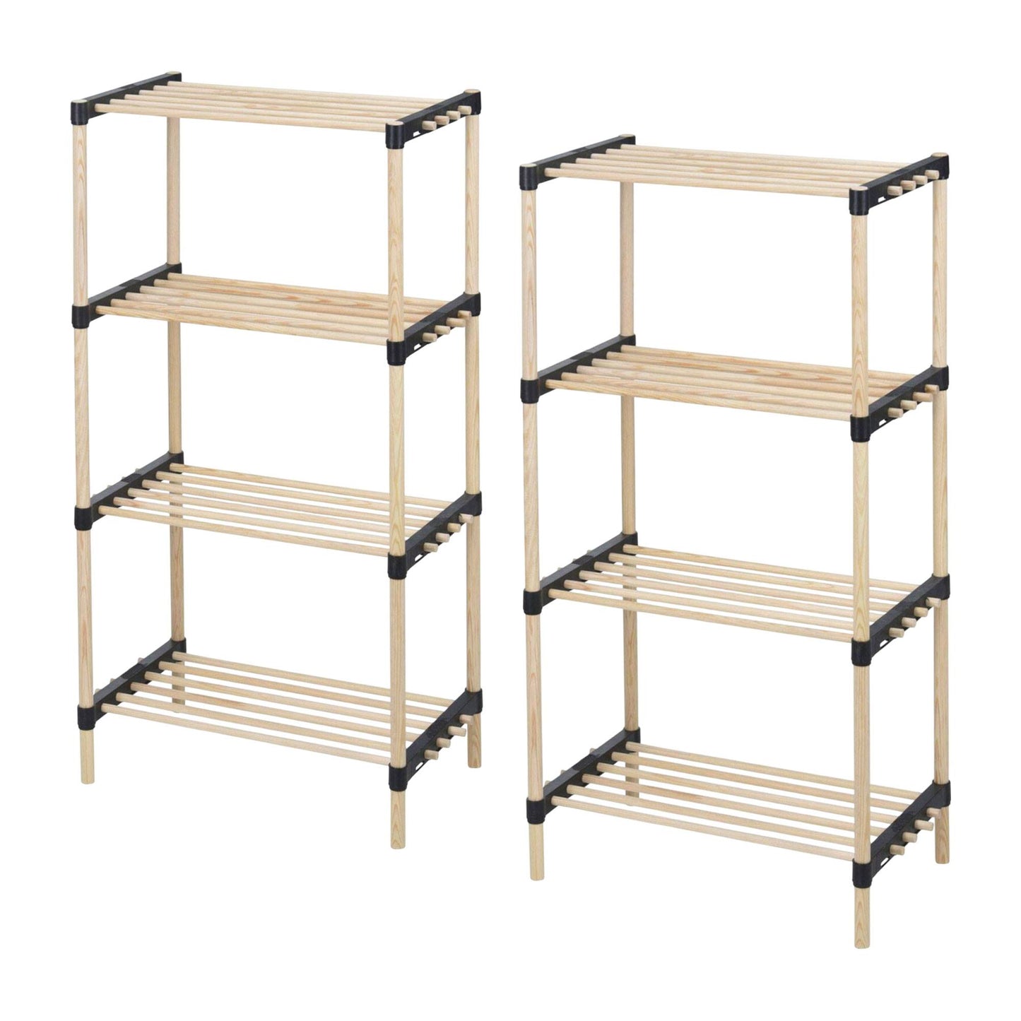 Well Home - Pack 2 Zapateros 4 Estantes Madera Y Metal