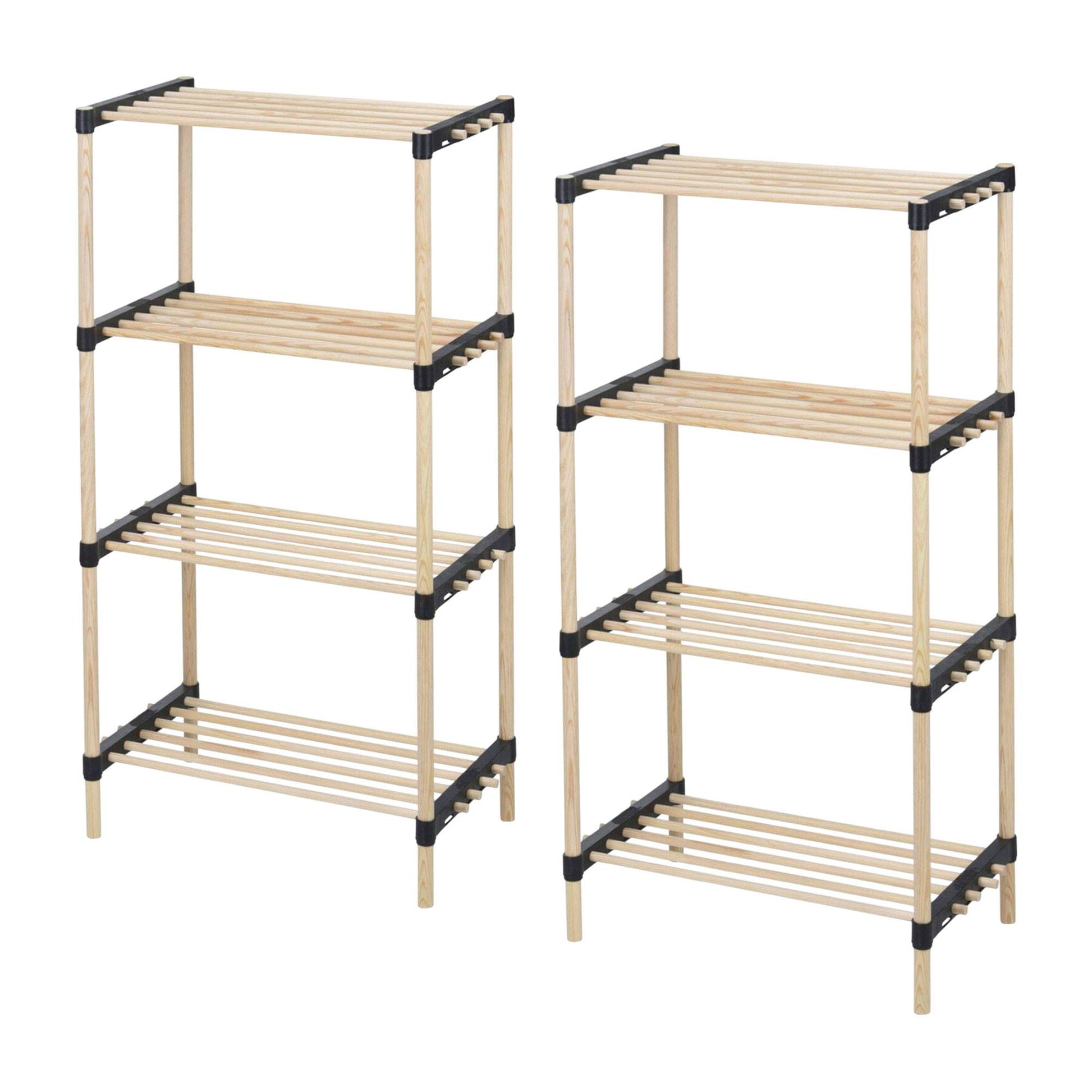 Well Home - Pack 2 Zapateros 4 Estantes Madera Y Metal