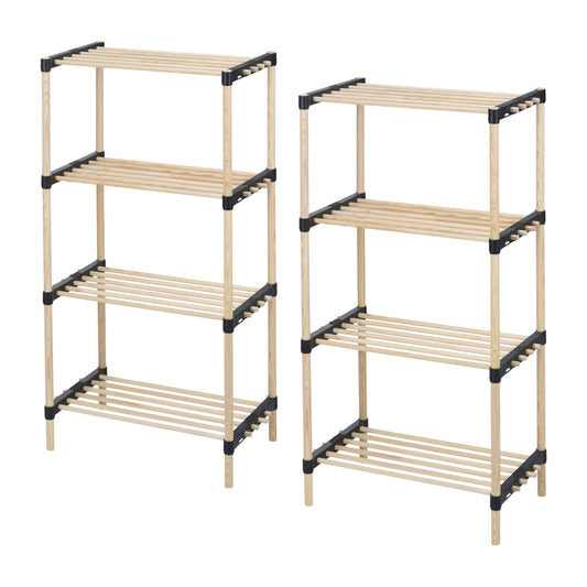 Well Home - Pack 2 Zapateros 4 Estantes Madera Y Metal