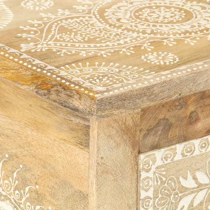 Mesita De Noche Pintada A Mano Madera Maciza Mango 40x30x60 Cm_3