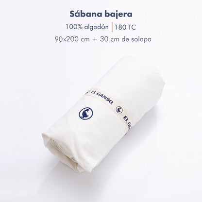Sábana Bajera 90x200cm Blanca 100% Algodón 180tc. Elegancia Con Logo Bordado.