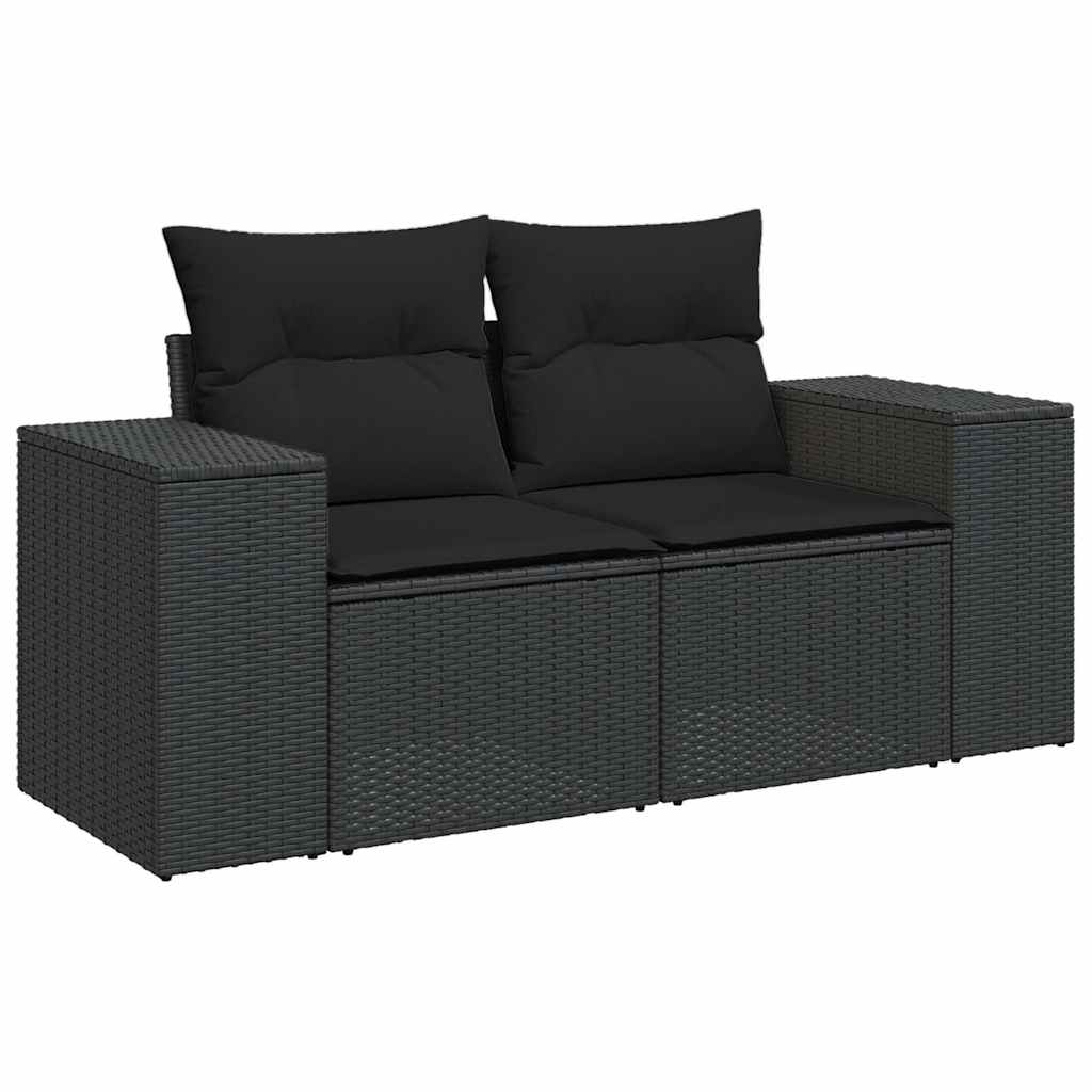 Set De Sofás De Jardín 7 Pzas Con Cojines Ratán Sintético Negro / Vetonek_4
