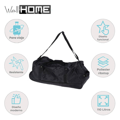 Well Home Bolsa De Viaje De 110l Negro Con Ruedas Y Múltiples Compartimentos_1
