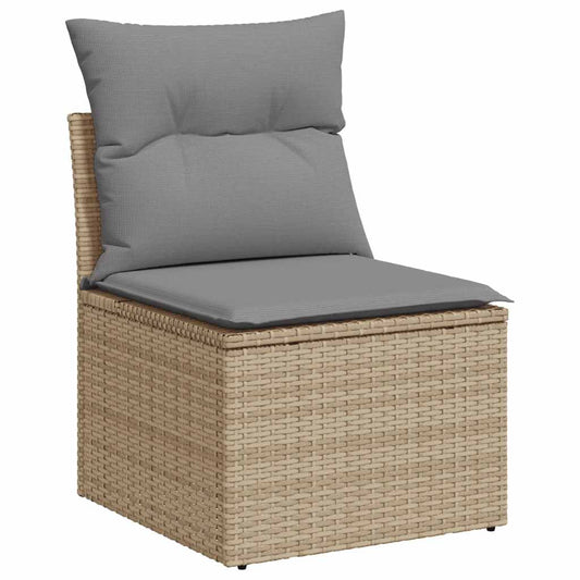 Set Sofás De Jardín 7 Piezas Y Cojines Ratán Sintético Beige / Vetonek_0