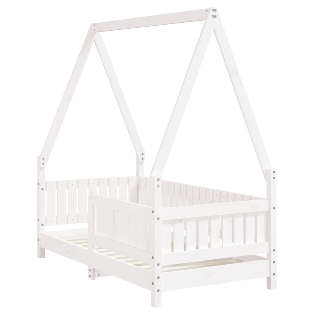 Estructura De Cama Para Niños Madera De Pino Blanco 70x140 Cm / Vetonek_4